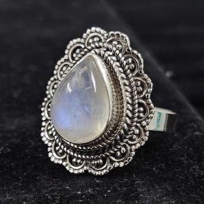 Rainbow Moonstone 925 Sterling Silver Ring (REXT10-7)