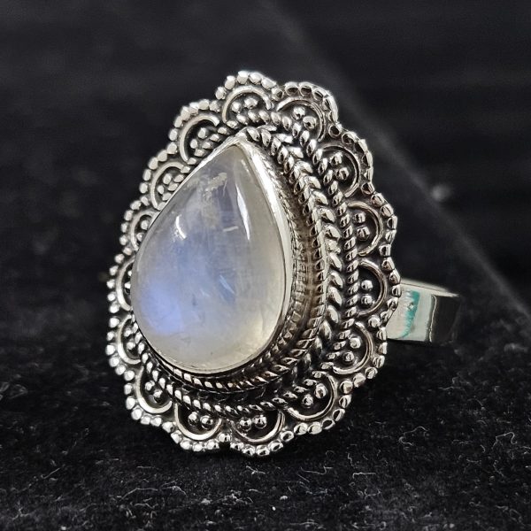 Rainbow Moonstone 925 Sterling Silver Ring (REXT10-7)