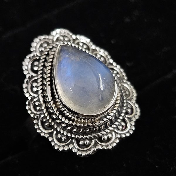 Rainbow Moonstone 925 Sterling Silver Ring (REXT10-7) - Image 2