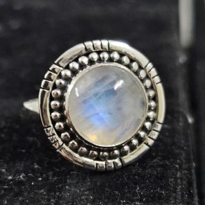 Rainbow Moonstone 925 Sterling Silver Ring (REXT10-2)