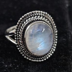 Rainbow Moonstone 925 Sterling Silver Ring (REXT10-6)
