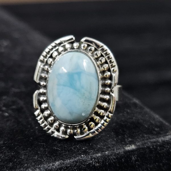 Larimar Southwest Style 925 Sterling Silver Ring (REXT15-2) - Image 2