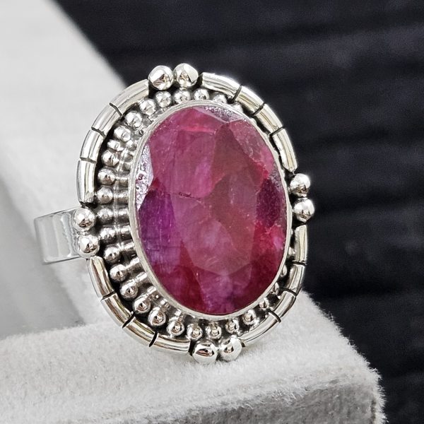Ruby Southwest Style 925 Sterling Silver Ring (REXT44-23)