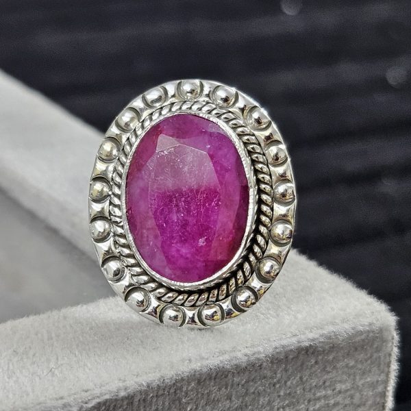 Ruby Southwest Style 925 Sterling Silver Ring (REXT44-22)