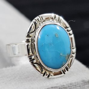 Arizona Turquoise Southwest Style 925 Sterling Silver Ring (REXT30-72)