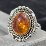 Amber Southwest Style 925 Sterling Silver Ring (REXT63-4)