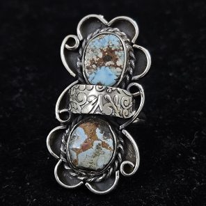 Golden Hill Turquoise Southwest Style Size US 6 925 Sterling Silver Ring (REXT46-104)