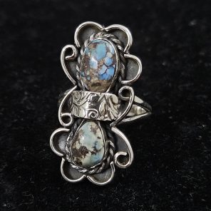 Golden Hill Turquoise Southwest Style Size US 9 925 Sterling Silver Ring (REXT46-112)