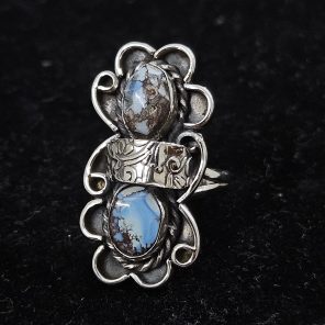 Golden Hill Turquoise Southwest Style Size US 7 925 Sterling Silver Ring (REXT46-107)