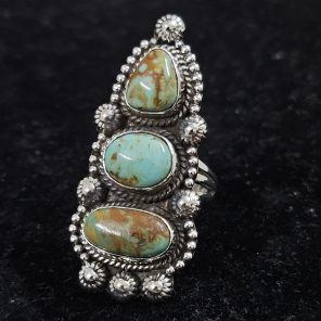 Kingman Turquoise Southwest Style Size US 7 925 Sterling Silver Ring (REXT46-117)