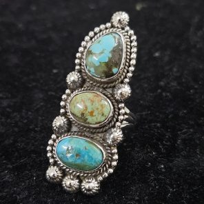 Kingman Turquoise Southwest Style Size US 7 925 Sterling Silver Ring (REXT46-118)