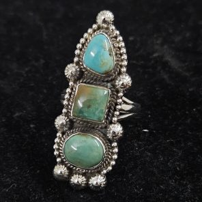 Kingman Turquoise Southwest Style Size US 9 925 Sterling Silver Ring (REXT46-120)