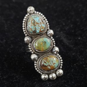 Kingman Turquoise Southwest Style Size US 6 925 Sterling Silver Ring (REXT46-114)