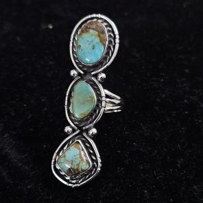 Kingman Turquoise Southwest Style Size US 7 925 Sterling Silver Ring (REXT46-124)