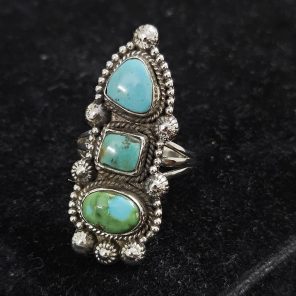 Kingman Turquoise Southwest Style Size US 10 925 Sterling Silver Ring (REXT46-122)