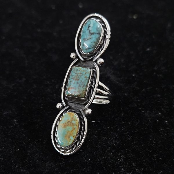 Kingman Turquoise Southwest Style Size US 9 925 Sterling Silver Ring (REXT46-129)