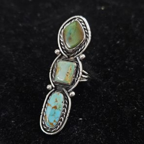 Kingman Turquoise Southwest Style Size US 8 925 Sterling Silver Ring (REXT46-128)