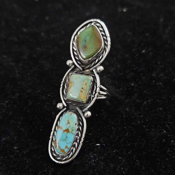 Kingman Turquoise Southwest Style Size US 8 925 Sterling Silver Ring (REXT46-128)