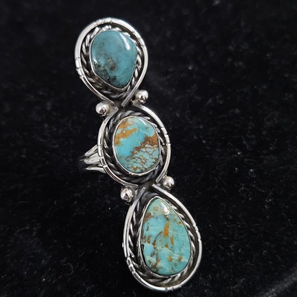 Kingman Turquoise Southwest Style Size US 6 925 Sterling Silver Ring (REXT46-127)