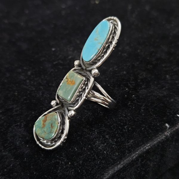 Kingman Turquoise Southwest Style Size US 7 925 Sterling Silver Ring (REXT46-126) - Image 3