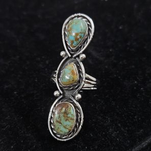 Kingman Turquoise Southwest Style Size US 10 925 Sterling Silver Ring (REXT46-123)