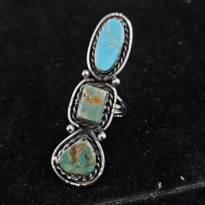 Kingman Turquoise Southwest Style Size US 7 925 Sterling Silver Ring (REXT46-126)