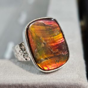 Ammolite Size US 7 925 Sterling Silver Ring (REXT46-95)