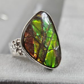 Ammolite Size US 8 925 Sterling Silver Ring (REXT46-98)