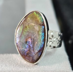Ammolite Size US 7 925 Sterling Silver Ring (REXT46-93)