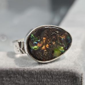 Ammolite Size US 9 925 Sterling Silver Ring (REXT46-102)