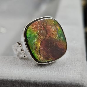 Ammolite Size US 8 925 Sterling Silver Ring (REXT46-97)