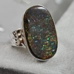 Ammolite Size US 9 925 Sterling Silver Ring (REXT46-100)