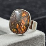Ammolite Size US 8 925 Sterling Silver Ring (REXT46-96)