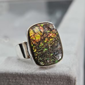 Ammolite Size US 9 925 Sterling Silver Ring (REXT46-101)