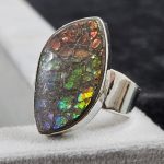 Ammolite Size US 9 925 Sterling Silver Ring (REXT46-99)