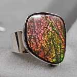 Ammolite Size US 7 925 Sterling Silver Ring (REXT46-94)