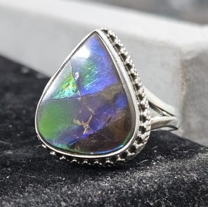 Ammolite Size US 10 925 Sterling Silver Ring (REXT47-114)