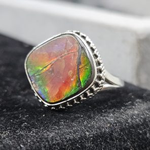 Ammolite Size US 11 925 Sterling Silver Ring (REXT47-115)