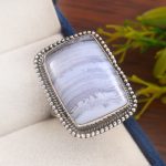 Blue Lace Agate Size US 11 925 Sterling Silver Ring (REXT40-87)