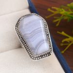Blue Lace Agate Size US 5 925 Sterling Silver Ring (REXT40-69)