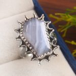 Blue Lace Agate Size US 9 925 Sterling Silver Ring (REXT40-80)