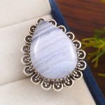 Blue Lace Agate Size US 6 925 Sterling Silver Ring (REXT40-72)