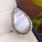 Blue Lace Agate Size US 10 925 Sterling Silver Ring (REXT40-101)