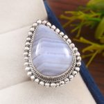 Blue Lace Agate Size US 7 925 Sterling Silver Ring (REXT40-75)