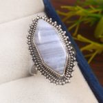 Blue Lace Agate Size US 7 925 Sterling Silver Ring (REXT40-76)
