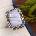 Blue Lace Agate Size US 7 925 Sterling Silver Ring (REXT40-77)