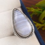 Blue Lace Agate Size US 8 925 Sterling Silver Ring (REXT40-78)