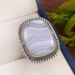 Blue Lace Agate Size US 10 925 Sterling Silver Ring (REXT40-86)
