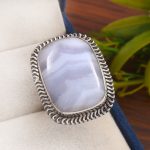 Blue Lace Agate Size US 11 925 Sterling Silver Ring (REXT40-91)