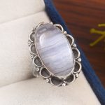 Blue Lace Agate Size US 6 925 Sterling Silver Ring (REXT40-73)